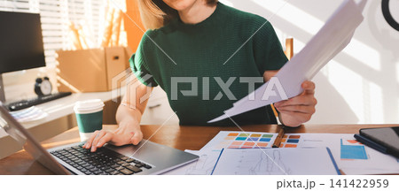Logistics, small business woman with checklist for stock, clothes order or retail inventory management. Shipping, writing or person at ecommerce startup store for sme delivery with fashion designer Logistics, small business woman with checklist for stock, clothes order or retail inventory management. Shipping, writing or person at ecommerce startup store for sme delivery with fashion designer 141422959