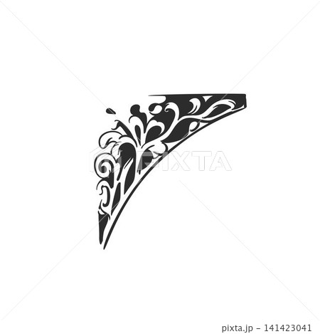 Hand drawn vector abstract outline,graphic,line vintage art ornament floral frame corner in calligraphic elegant modern style.Ornate floral vintage outline design concept.Vector frame elements. 141423041