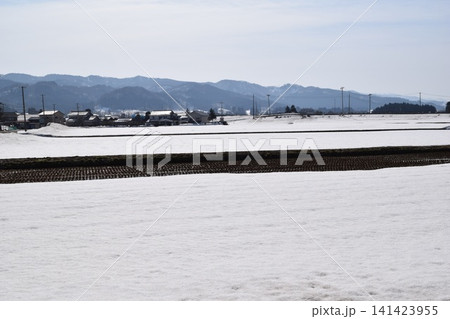 東北地方の雪景色 山形県庄内 141423955