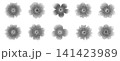 Retro halftone daisy with grunge texture and dot gradient effect. Vintage floral art featuring gritty noise patterns and geometric shapes for modern designs. 141423989