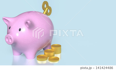 Pink Piggy Bank with Golden Coins for Smart Financial Saving 3d render. Pink Piggy Bank with Golden Coins for Smart Financial Saving 3d render. 141424486