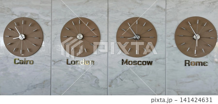 World time clock showing different time zones World time clock showing different time zones 141424631
