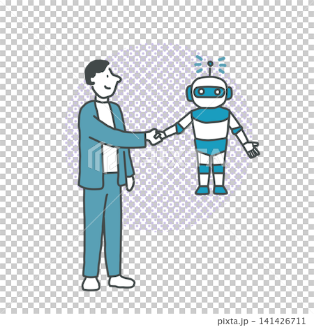 AIと握手する人 ベクターイラスト AIと握手する人 ベクターイラスト 141426711
