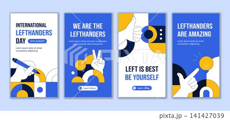 Flat Cartoon Social Media Story for International Left Handers Day Background Template Flat Cartoon Social Media Story for International Left Handers Day Background Template 141427039