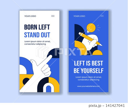 Flat Cartoon Vertical Banner for International Left Handers Day Social Media Background Flat Cartoon Vertical Banner for International Left Handers Day Social Media Background 141427041