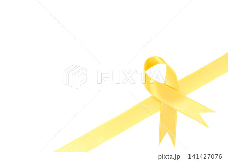 Yellow ribbon symbolizes support and awareness, isolated on white, PNG Yellow ribbon symbolizes support and awareness, isolated on white, PNG 141427076