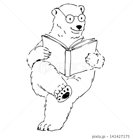 本を読むシロクマのイラスト 141427175