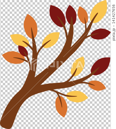 Autumn Tree Branch with Colorful Fall Leaves Flat Illustration Isolated on Transparent Background PNG Autumn Tree Branch with Colorful Fall Leaves Flat Illustration Isolated on Transparent Background PNG 141427656