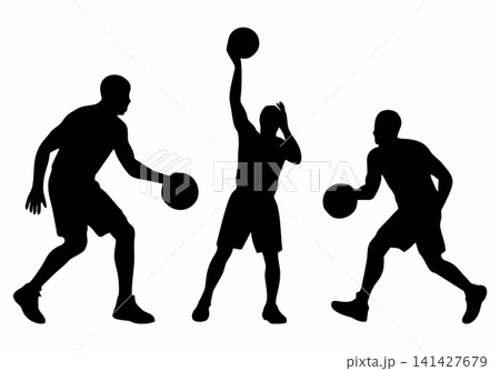 Collection of basketball player silhouettes Collection of basketball player silhouettes 141427679