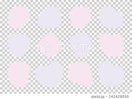 A set of rounded, hand-drawn stone-like shapes (pink and purple). 141428030