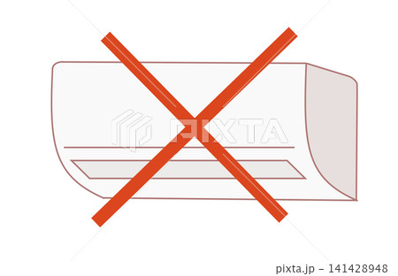 エアコン不使用の危険や使用禁止・故障を表すバツ印のイラスト(熱中症対策・冷房NG・節電・アイコン) エアコン不使用の危険や使用禁止・故障を表すバツ印のイラスト(熱中症対策・冷房NG・節電・アイコン) 141428948