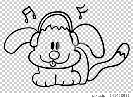 Hand drawn puppy wearing headphone outline for dog cartoon, characters, comic, mascot, standee, sticker, tattoo, pet shop, vet, animal, home decor, house, yard, playtime, brooch, woof , icon Hand drawn puppy wearing headphone outline for dog cartoon, characters, comic, mascot, standee, sticker, tattoo, pet shop, vet, animal, home decor, house, yard, playtime, brooch, woof , icon 141428951