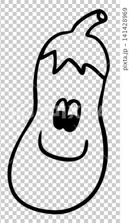 Hand drawn eggplant cartoon outline for kid colouring book, art, vegetable, vegan, breakfast, lunch, cafe, restaurant, menu, recipe, cook book, character, comic, mascot, grocery shopping, supermarket Hand drawn eggplant cartoon outline for kid colouring book, art, vegetable, vegan, breakfast, lunch, cafe, restaurant, menu, recipe, cook book, character, comic, mascot, grocery shopping, supermarket 141428969