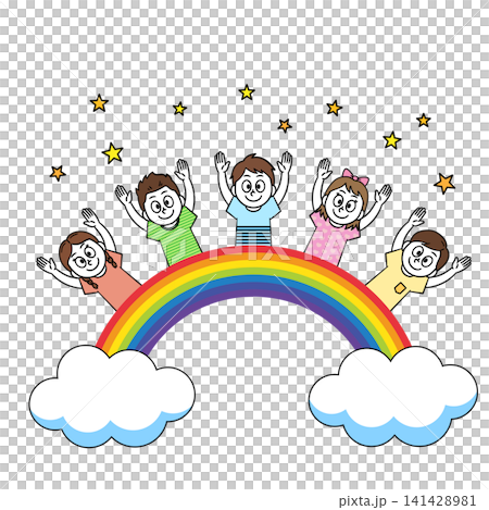 Rainbow and children Rainbow and children 141428981