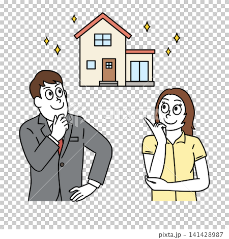 住宅購入を検討する夫婦 141428987
