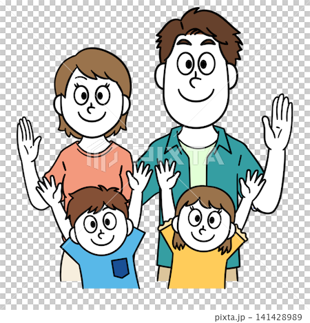 笑顔の4人家族 笑顔の4人家族 141428989