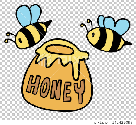 Hand drawn bees and honey jar for animal, insect, decorations, spring, summer, picnic, park, home yard, forest, stickers, blossom, blooming, fabric print, brooch, nature, garden, flower, camping Hand drawn bees and honey jar for animal, insect, decorations, spring, summer, picnic, park, home yard, forest, stickers, blossom, blooming, fabric print, brooch, nature, garden, flower, camping 141429095