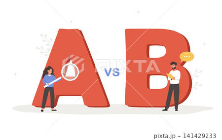Plan B concept. Business concept with person and difficult decision for plan A versus plan B with curved or straight path. Vector illustration in flat cartoon style Plan B concept. Business concept with person and difficult decision for plan A versus plan B with curved or straight path. Vector illustration in flat cartoon style 141429233