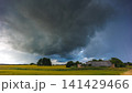 Angry supercell storm influenced by Climate change. Dangerous storm supercell shelf cloud with layers 141429466