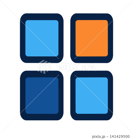 Icon grid featuring colorful rounded squares for modern application interfaces and digital branding concepts 141429500
