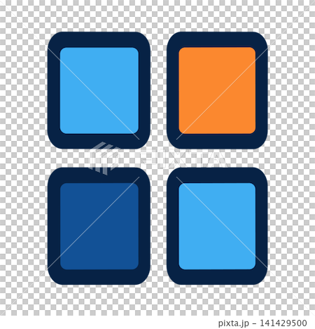 Icon grid featuring colorful rounded squares for modern application interfaces and digital branding concepts 141429500