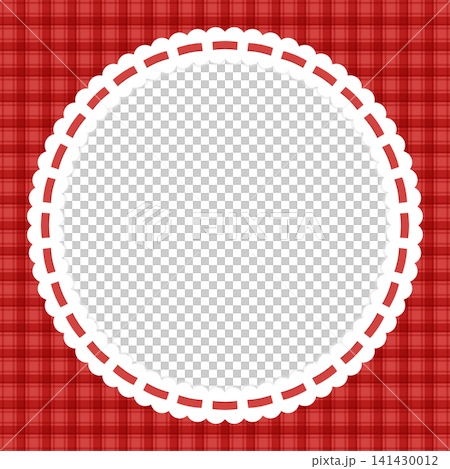 Red gingham check and frilled square frame | Cute message decorative material Red gingham check and frilled square frame | Cute message decorative material 141430012