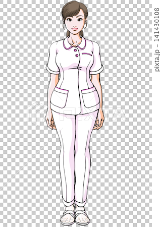 基本の立ちポーズ正面_看護師・ナース服の若い女性 基本の立ちポーズ正面_看護師・ナース服の若い女性 141430108