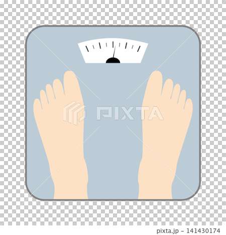 体重計に乗った両足のシンプルなイラスト 141430174