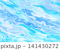 水色の斜めにペイントされた水の流れのような美しいマーブル模様背景画像 141430272