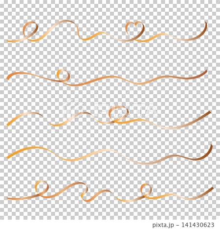 A set of thin gold ribbons that twist and turn. A set of thin gold ribbons that twist and turn. 141430623