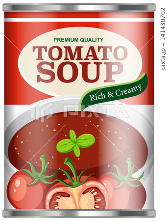 Vector Illustration of a Red Canned Tomato Soup Product Vector Illustration of a Red Canned Tomato Soup Product 141430702
