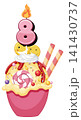 Birthday Ice Cream Sundae With Number Eight Candle 141430737