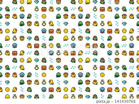 小鳥とお宝のピクセルアート コザクラインコ 小鳥とお宝のピクセルアート コザクラインコ 141430768