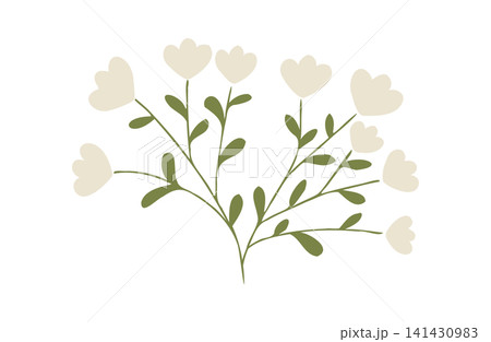 白い小花のワンポイントイラスト 141430983