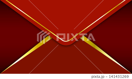 Red and Gold Luxury Abstract Background with Zigzag Chevron Lines Design 141431269