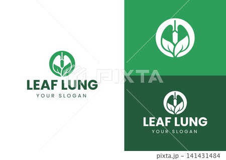 Minimal Leaf and Lung Logo for Eco Healthcare, Natural Medical Brand Identity 141431484