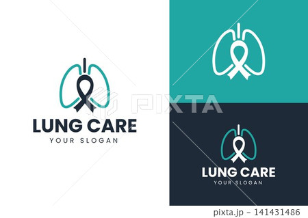 Minimalist Lung Ribbon Outline Logo for Healthcare Awareness and Medical Branding 141431486