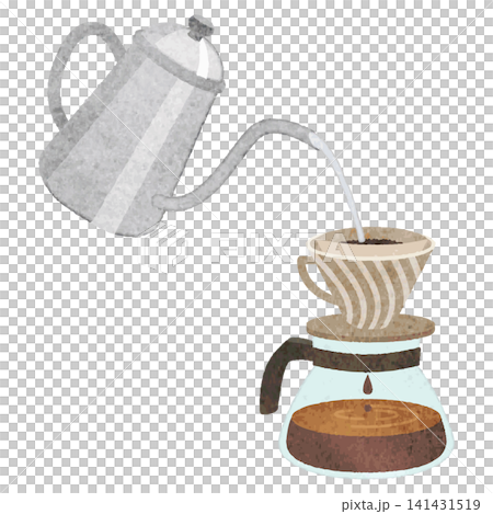 ドリップコーヒー 手描き水彩イラスト ドリップコーヒー 手描き水彩イラスト 141431519