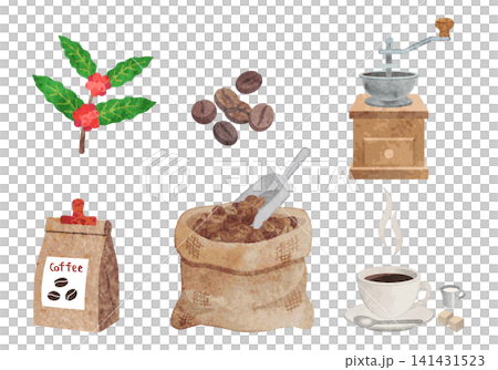 咖啡豆圖片插畫集,手繪水彩 咖啡豆圖片插畫集,手繪水彩 141431523