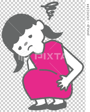 真夏の熱中症の子供の症状 女の子 めまいや吐き気 しゃがみ込む イラスト 真夏の熱中症の子供の症状 女の子 めまいや吐き気 しゃがみ込む イラスト 141431544