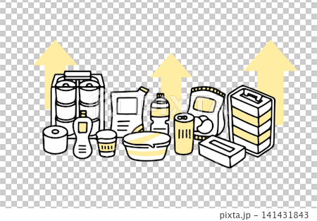 食品や日用品などの物の値段が上がった物価高のイメージイラスト 141431843