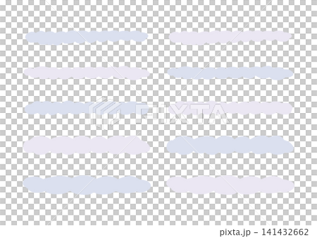 A set of long, slender, hand-drawn shapes that resemble fluffy clouds (blue and purple). A set of long, slender, hand-drawn shapes that resemble fluffy clouds (blue and purple). 141432662