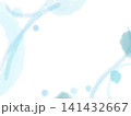 水彩にじみの背景素材／枝とぼかしのコーナーフレーム・水色×ティール 141432667