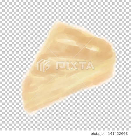 水彩のチーズケーキイラスト／ひとかけら・手描き風・白背景 141432668
