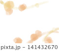 水彩にじみの背景素材／枝とぼかしのコーナーフレーム・ピーチ×グリーン 141432670