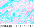ピンクと水色と白の美しいマーブル模様背景画像 141432817