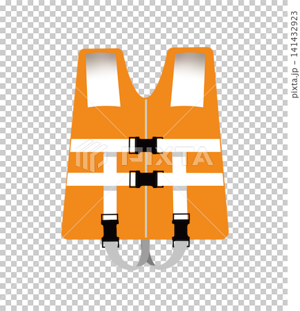 Life jacket illustration, bright orange, life vest, child safety, for boats and ships. Life jacket illustration, bright orange, life vest, child safety, for boats and ships. 141432923