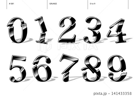 グランジの0から9までの数字のセット_081 グランジの0から9までの数字のセット_081 141433358