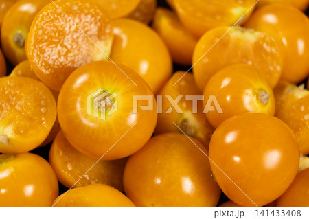 Fresh Golden Physalis Fruits Full Frame Background Fresh Golden Physalis Fruits Full Frame Background 141433408
