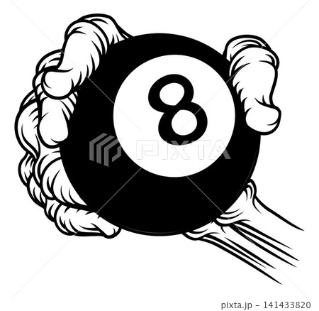 Skeleton Grim Reaper Hand Pool Ball Team Mascot Skeleton Grim Reaper Hand Pool Ball Team Mascot 141433820